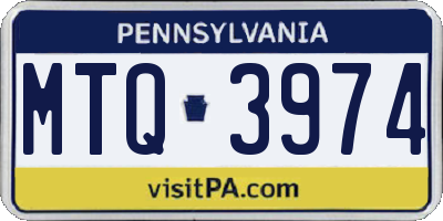 PA license plate MTQ3974