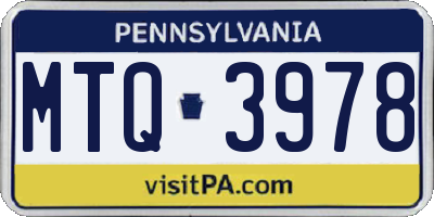 PA license plate MTQ3978