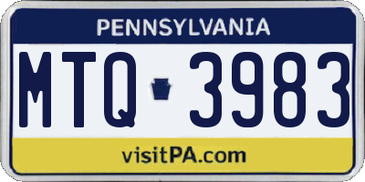 PA license plate MTQ3983