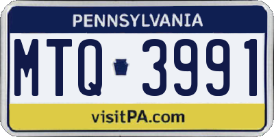 PA license plate MTQ3991