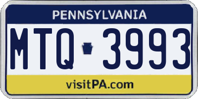 PA license plate MTQ3993
