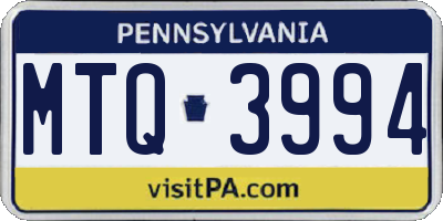 PA license plate MTQ3994