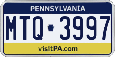 PA license plate MTQ3997