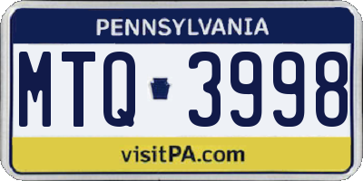 PA license plate MTQ3998