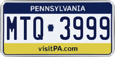 PA license plate MTQ3999