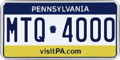 PA license plate MTQ4000