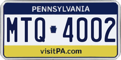 PA license plate MTQ4002