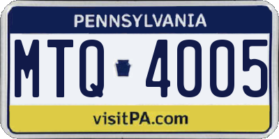 PA license plate MTQ4005