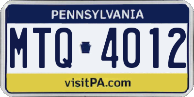 PA license plate MTQ4012