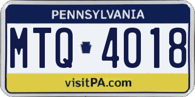 PA license plate MTQ4018