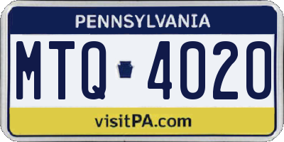 PA license plate MTQ4020