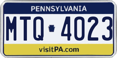 PA license plate MTQ4023
