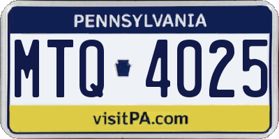 PA license plate MTQ4025