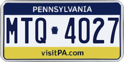 PA license plate MTQ4027