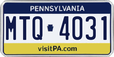 PA license plate MTQ4031