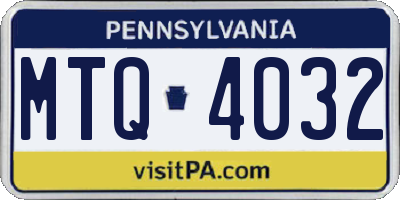 PA license plate MTQ4032