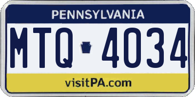 PA license plate MTQ4034