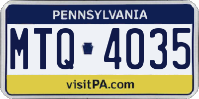 PA license plate MTQ4035