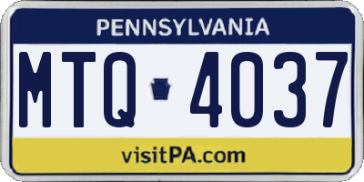 PA license plate MTQ4037