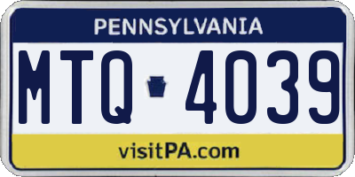 PA license plate MTQ4039