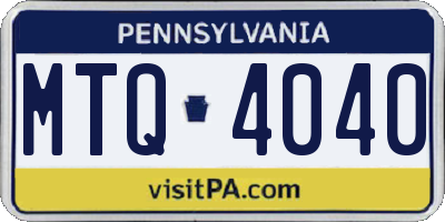 PA license plate MTQ4040