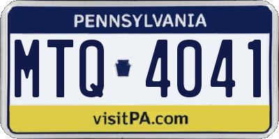 PA license plate MTQ4041