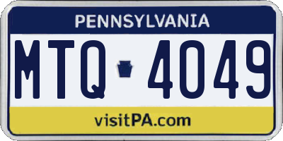 PA license plate MTQ4049