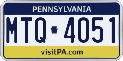 PA license plate MTQ4051