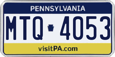 PA license plate MTQ4053