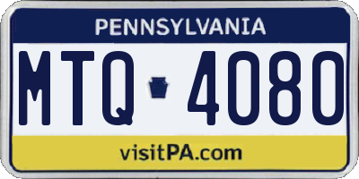 PA license plate MTQ4080