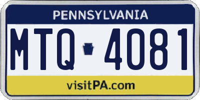 PA license plate MTQ4081