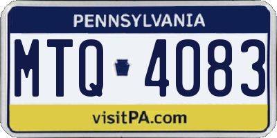 PA license plate MTQ4083