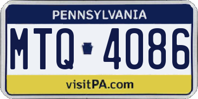 PA license plate MTQ4086