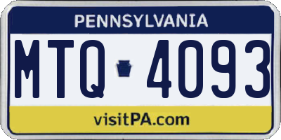 PA license plate MTQ4093