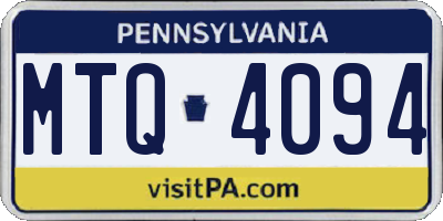 PA license plate MTQ4094