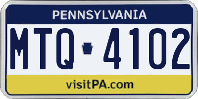 PA license plate MTQ4102