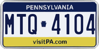 PA license plate MTQ4104