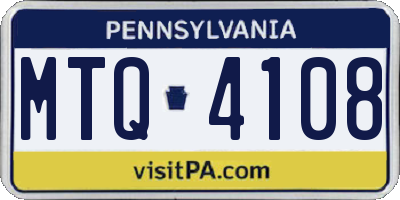 PA license plate MTQ4108