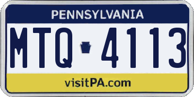 PA license plate MTQ4113