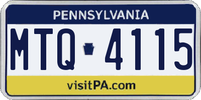 PA license plate MTQ4115