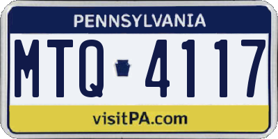 PA license plate MTQ4117