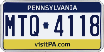 PA license plate MTQ4118