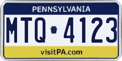 PA license plate MTQ4123