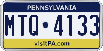 PA license plate MTQ4133