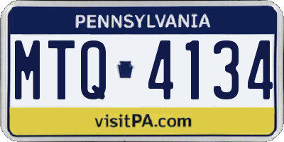 PA license plate MTQ4134