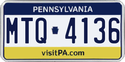 PA license plate MTQ4136