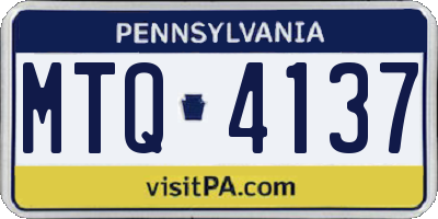 PA license plate MTQ4137