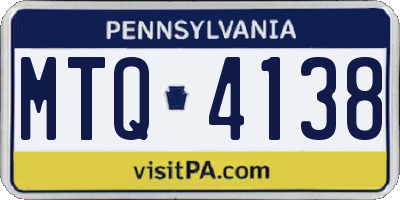 PA license plate MTQ4138
