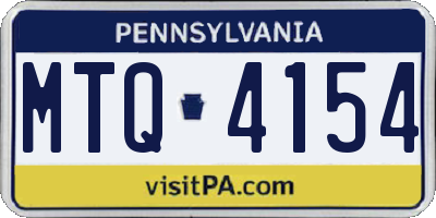 PA license plate MTQ4154