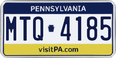 PA license plate MTQ4185